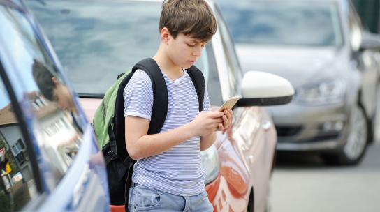 child with phone