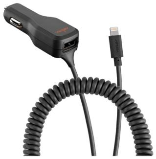 12W USB-A Car Charger with Apple Lightning Cord-DarkGray