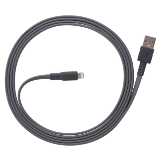 Chargesync Flat USBA-Lightning cable-6Ft Gray