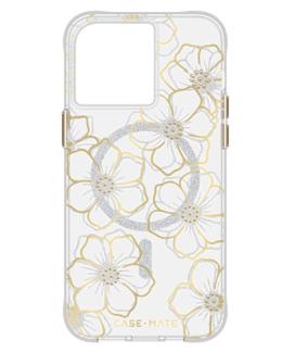 Floral Gems MagSafe Case for Apple iPhone 15 Pro Max - Gold