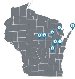 map of wisconsin with points of network enhancement