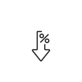downward arrow with percentage sign icon