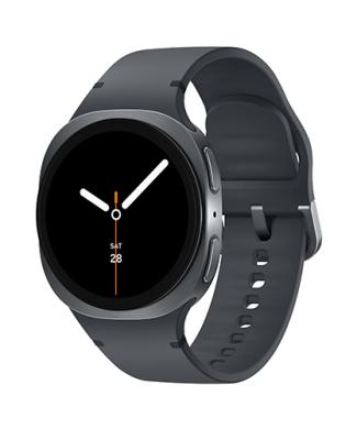 The Galaxy Watch8 viewed from the front at an angle.