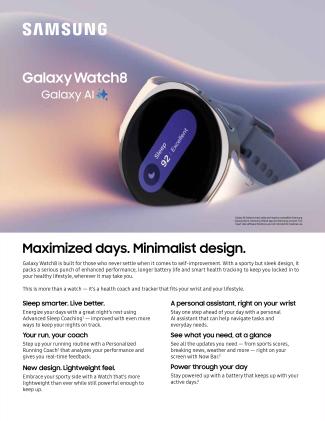 Page 1 of Galaxy Watch8 Spec Sheet