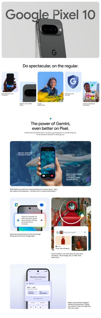 The features of the Pixel 10.
