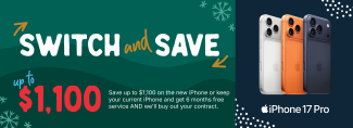 Holiday celyoubrations. Switch to Cellcom and get up to $1,100 off a phone