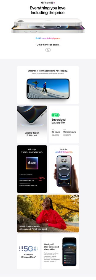 iPhone 16e comparison graphic top