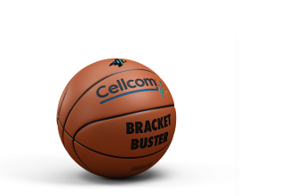 basketball with cellcom and bracket buster text on it