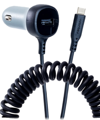 dashport USB Type C 27W ULTRAFAST Car Charger & USB-C Connected Cable Dark Gray