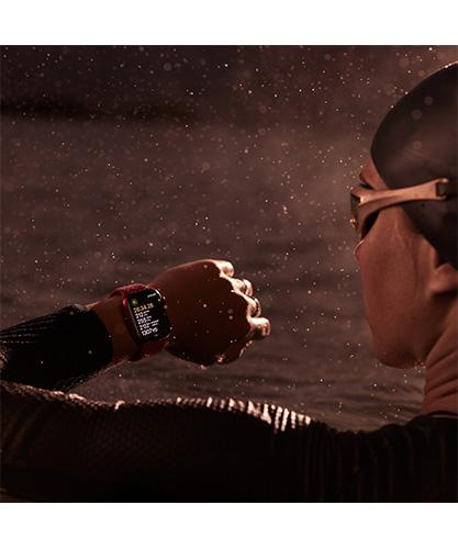 Apple Watch Series 9 45mm Silver Aluminum Storm Blue Band diving