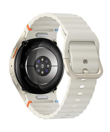 The Samsung Galaxy Watch 7 viewed from the back at an angle.