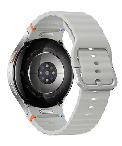 The Samsung Galaxy Watch 7 viewed from the back at an angle.