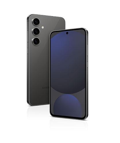 The Galaxy S24 FE viewed side by side at an angle to show both the front and the back.