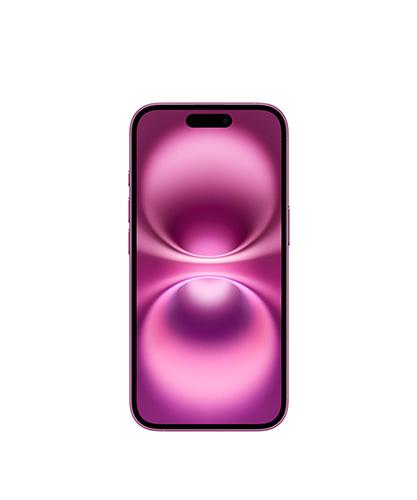 The iPhone 16 viewed from the front.