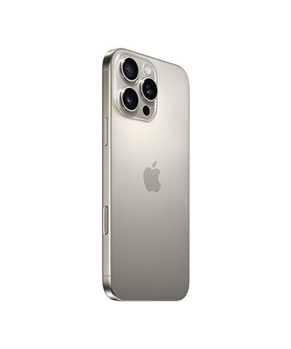 The iPhone 16 Pro Max viewed from the back at an angle.