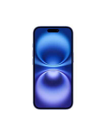 The iPhone 16 viewed from the front.