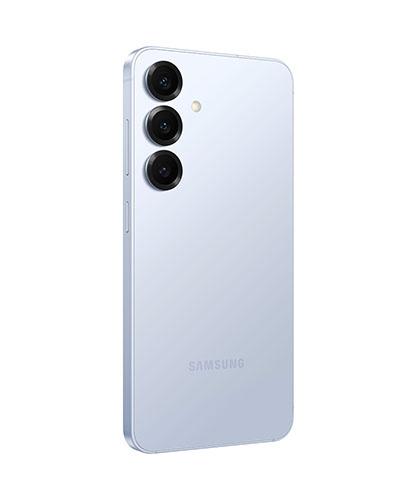 The Galaxy S25 viewed from the back at an angle.