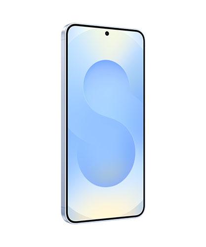 The Galaxy S25 viewed from the front at an angle.