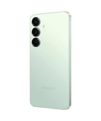 The Galaxy S25 viewed from the back at an angle.