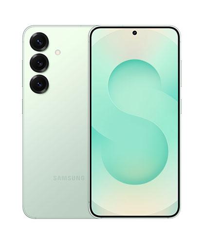 The Galaxy S25 viewed side by side to show front and back.