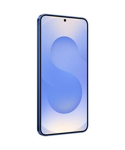 The Galaxy S25 viewed from the front at an angle.