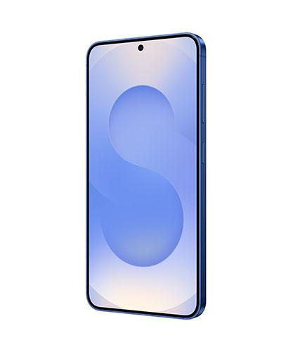 The Galaxy S25 viewed from the front at an angle.