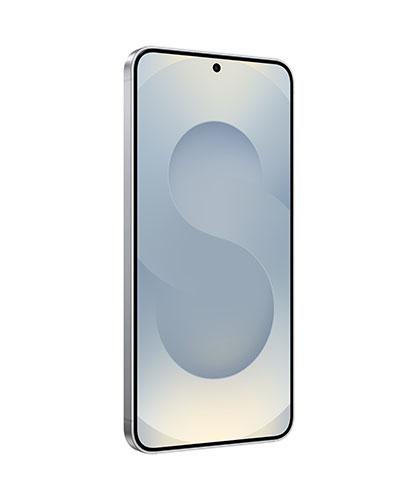 The Galaxy S25 viewed from the front at an angle.