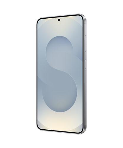 The Galaxy S25 viewed from the front at an angle.