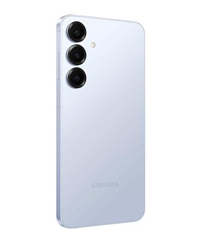 The Galaxy S25+ viewed from the back at an angle.