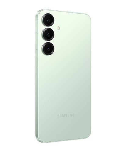 The Galaxy S25+ viewed from the back at an angle.