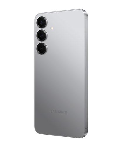 The Galaxy S25 viewed from the back at an angle.