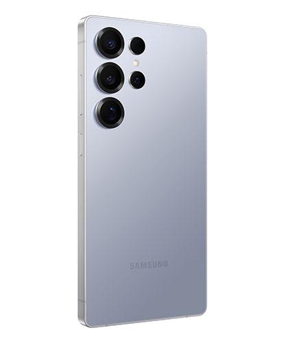 The Galaxy S25 Ultra viewed from the back at an angle.