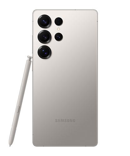 The Galaxy S25 Ultra viewed from back with the S Pen.
