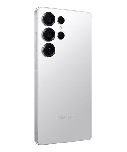 The Galaxy S25 Ultra viewed from the back at an angle.