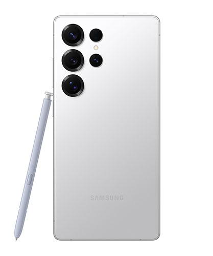 The Galaxy S25 Ultra viewed from back with the S Pen.