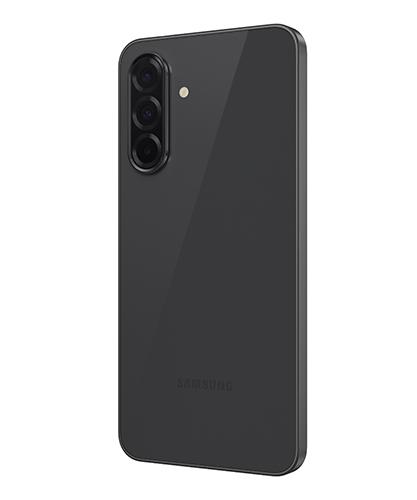 The Galaxy A36 5G viewed from the back at an angle.