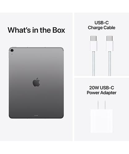 What's in the box: iPad (M3), charger and power adapter.