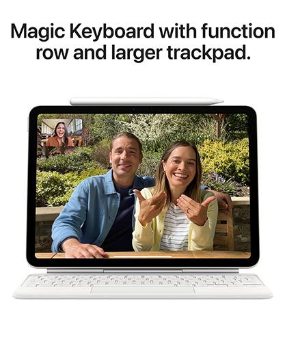 Magic Keyboard with function row and larger trackpad.