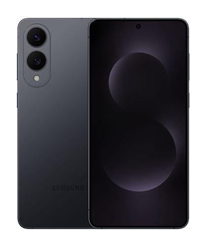 The Galaxy S25 Edge viewed from side by side to show the front and back.