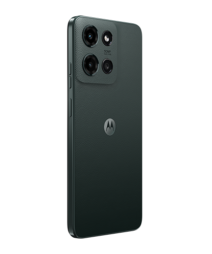 The moto g viewed from the back at an angle.