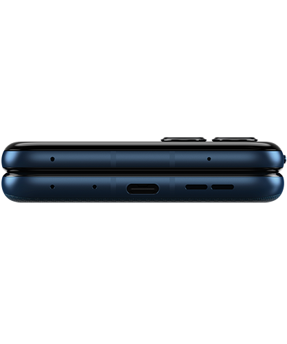 The Motorola moto razr viewed from the bottom and closed.