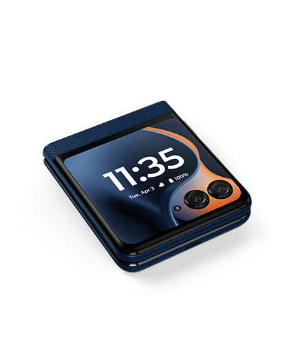 The Motorola moto razr viewed from the top and closed.