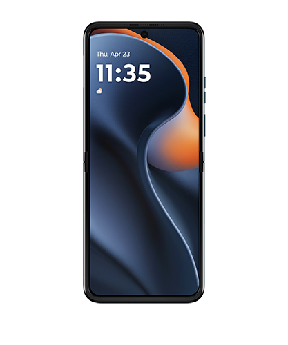 The Motorola moto razr viewed from the front and opened.