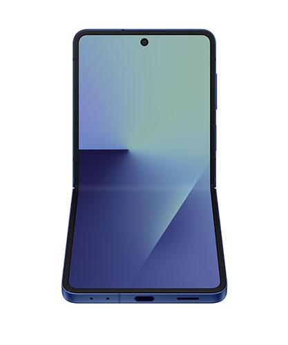 The Samsung Galaxy Z Flip7 viewed open at an angle.