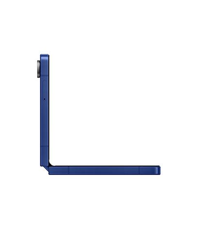 The Samsung Galaxy Z Flip7 viewed from the side at an angle.