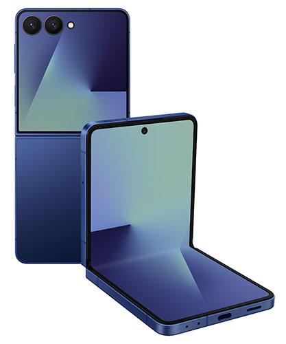 The Samsung Galaxy Z Flip7 viewed to show the unfolded and partial folded to show all the screens.