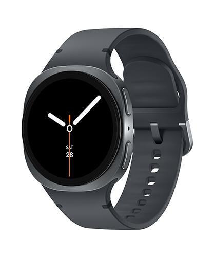 The Galaxy Watch8 viewed from the front at an angle.