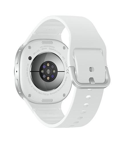 The Galaxy Watch8 viewed from the back at an angle.