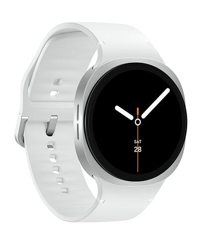 The Galaxy Watch8 viewed from the front at an angle.