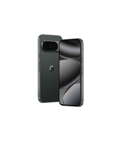 The Pixel 10 Pro viewed side by side at an angle to show the front and the back.